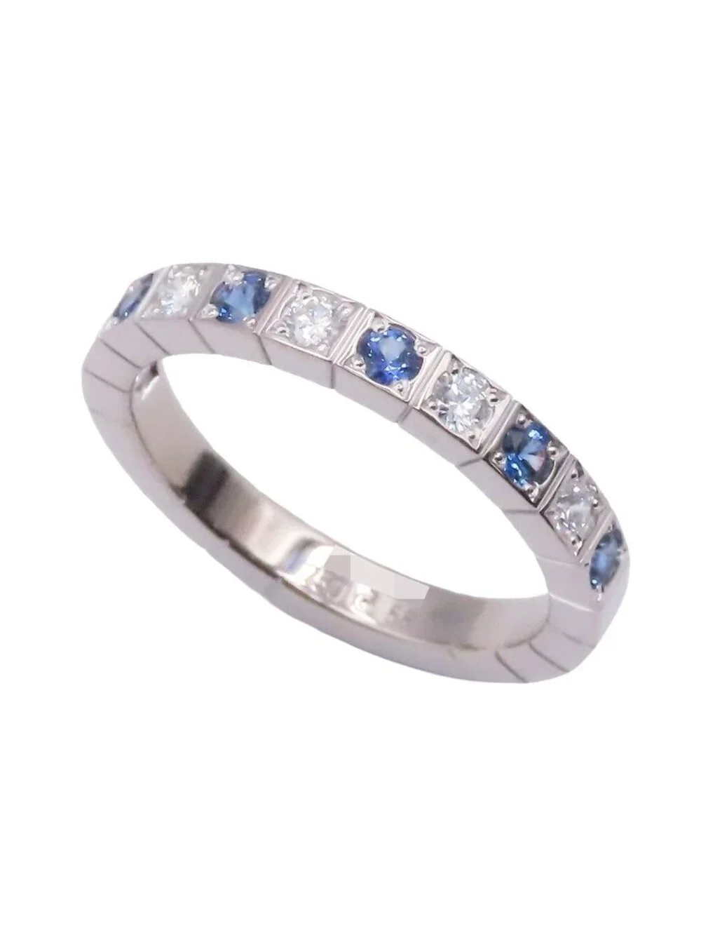 Cartier Lanieres White Gold Diamond Sapphire 18k 58 Ring